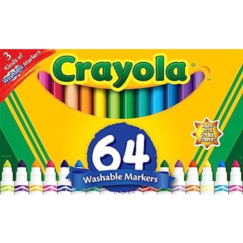 Crayola Washable Broad Line Marker Variety Set (64ct), Teacher School Supplies for Toddlers & Kids, Ultra-Clean, Window, & Gel FX Markers for Kids, 3+