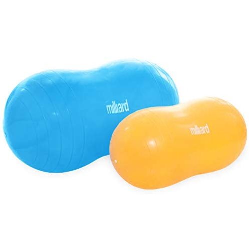 Milliard Peanut Ball Variety Pack - Approximate Sizes: Orange 23x12 inch (60x30cm) and Blue 31x15 inch (80x40cm) Physio Roll