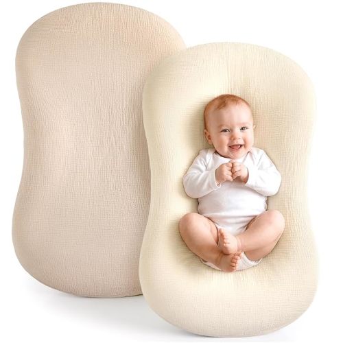 Termichy Baby Lounger Cover Muslin: Soft Cotton Slipcover for Snuggle Me Lounger - Removable & Machine Washable for Daily Use - Zipper-Free & Skin-Friendly for Newborn Girls and Boys