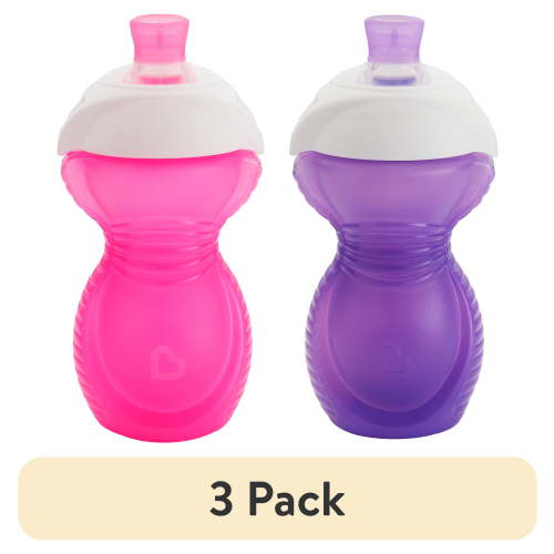 (3 pack) Munchkin® Click Lock™ Bite Proof Infant Sippy Cup, 9 oz, Pink/Purple, Unisex, 2 Pack