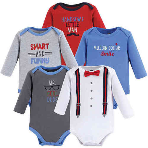 Hudson Baby®  - 6-9 Months 5-Pack Long Sleeve Mr. Cool Dude BodysuitsHudson Baby®