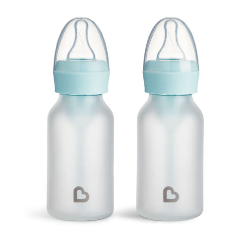 Munchkin Bond® Silicone Glass Bottle, 2-Pack - Blue / 4 Ounce