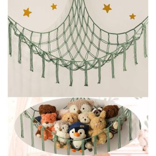 Stuffed Animal Storage Hammock Net – Hanging Toy Organizer for Kids Room, Nursery, or Bedroom Decor
