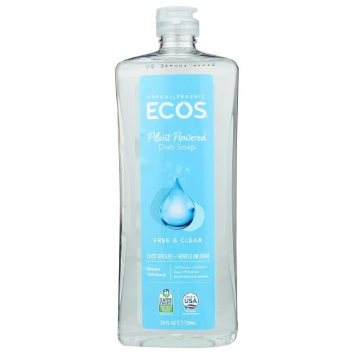 Ecos Free & Clear Dishmate Dish Soap, Hypoallergenic, 25 Fluid Ounces (Pack Of 6)