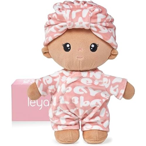 LeyaDoll Soft Baby Doll Toys (9''''), My First Baby Rag Doll for 1 Year-Old Girl Birthday Gift,Christmas Plush Toys Gift for Toddler Kids Infants-Pudding Baby Girl-Tanned