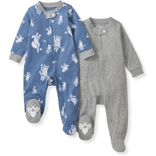 Burt's Bees Baby Sleep and Play PJs, 100% Organic Cotton One-Piece Zip Front Romper Jumpsuit Pajamas