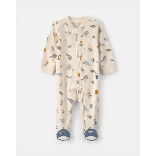 Baby Boy Sports 2-Way Zip Sleep & Play Pajamas - Ivory | Carter's