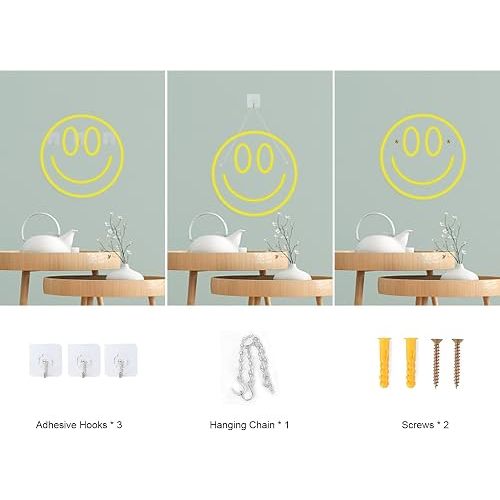 Smile Neon Signs Decorative Bright Night Light for Wall Decor 16''x 7'' Size LED Light Neon Sign Art Decorative Night Lights for Bachelorette Party, Engagement Party, Birthday Party,Wedding