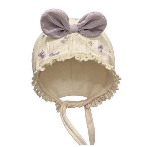 Wxirdiow Baby Girl Bonnet Baby Girls Boys Bonnet Cap Newborn Infant Soft Cotton Sun Hat Toddlers Breathable Christening Sun Protection Hat Purple Size,2-15 Months