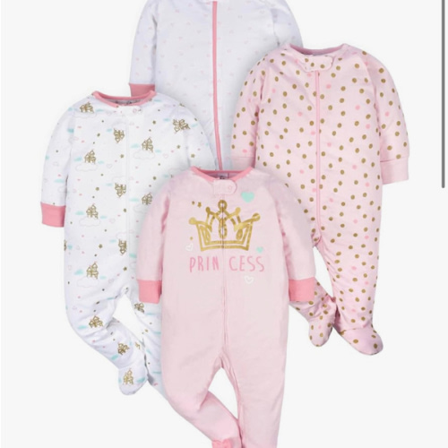 Gerber Baby-Girls 4 Pack Sleep 'N Play Footie
