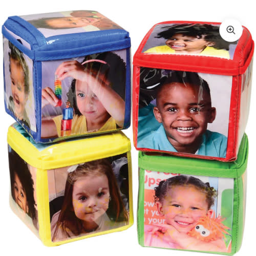 Constructive Playthings Customizable Stacking Block Toys with Clear Pockets for Ages 12 Months+, Toddler Soft Foam Building Blocks, Builds Fine Motor Skills, Multicolor