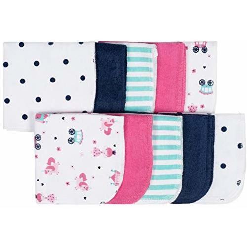 Gerber 10-Piece Terry Washcloths, Princess, 9"x 9"