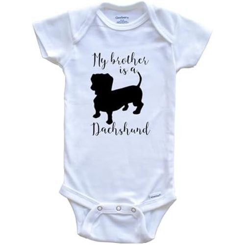 My Brother is A Dachshund Cute Dog Baby Bodysuit - Doxen One Piece Baby Bodysuit