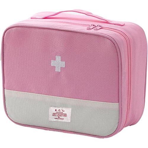 Empty First Aid Bag, Medicine Storage Bag, Portable Medicine Bag Organizer for Home Outdoor Camping Hiking Travel (Pink)
