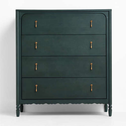 Beatrix 36" Dyed Balsam Green Wood Tall 4-Drawer Kids Dresser