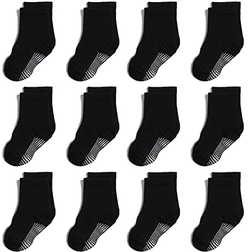 Aroveea Non Slip Grip Ankle Baby Socks 12 Pack for Toddler Boys and Girls Kids,Infant Cute Cotton Baby Socks