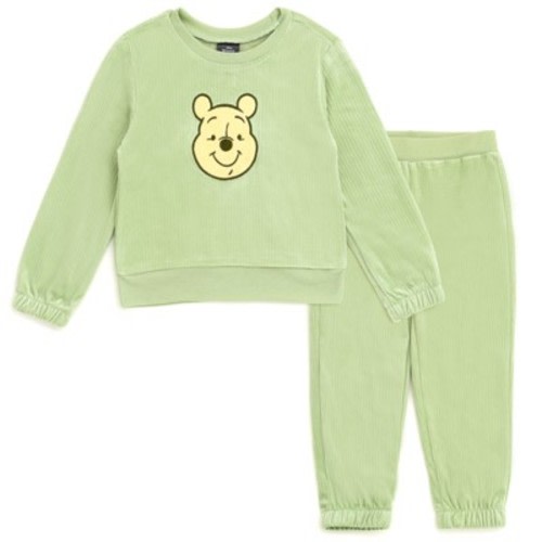 Disney Winnie the Pooh Toddler Boys Velour Sweatshirt and Jogger Pants Outfit Set Light Green Winnie The Pooh 2T