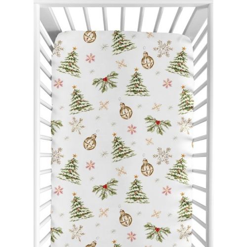 Sweet Jojo Designs Boy, Girl, Unisex/Gender Neutral Baby Fitted Crib Sheet Holiday Christmas Trees