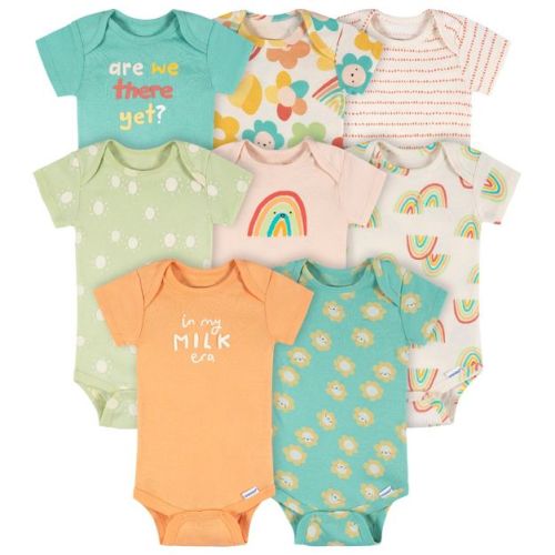 Onesies Brand Baby Girls' 8-Pack Short Sleeve Onesies Bodysuits, Good Days, 0-3 Months