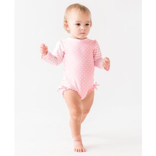 Polka Dot Long Sleeve One Piece Rash Guard