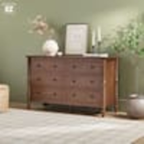 Walker Edison Furniture Company Modern Farmhouse Easy Assembly Dark Brown 6-Drawer 54 in. Solid Wood Spindle-Detailing Dresser WEVIV026D2BR1
