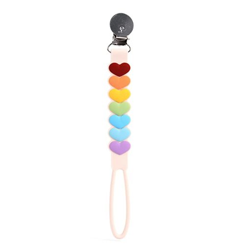 Loulou Lollipop Beadless Silicone Pacifier Clip (Sweetheart, Rainbow)