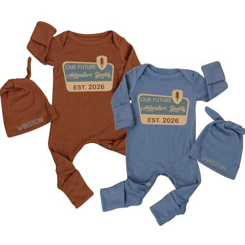 Baby bodysuit and hat set, Our Future Adventure Buddy, Infant Bodysuit, National Park, Camping Pregnancy Announcement ,Baby Shower Gift.