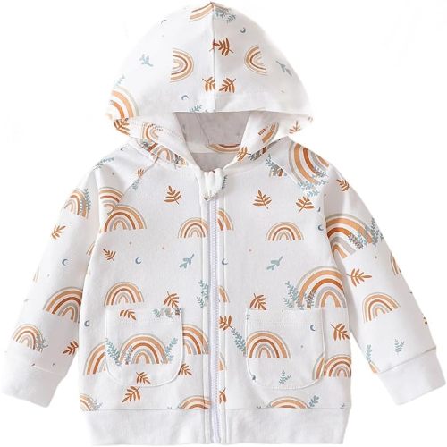 ROMPERINBOX Baby Hoodie for Boy Girl, Full Zip-up Lightweight Thin Jackets Coat Sweatshirts 0-24 Months