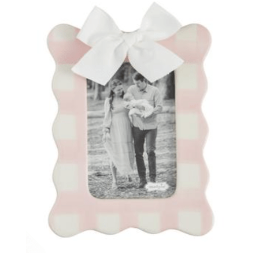 Vertical Pink Bow Frame – Hand-Painted Ceramic Frame | Mud Pie