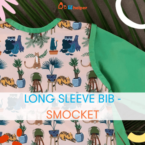 Long-Sleeve Smock with Crumb-Catching Pocket for Messy Mealtimes