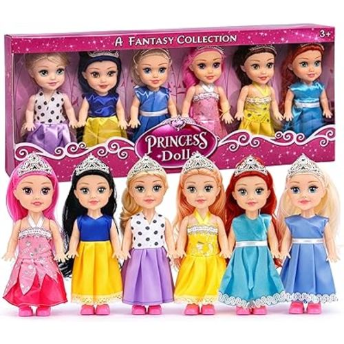 Liberty Imports Little Royal Princess Toddler Dolls with Dresses, Girls Imaginative Pretend Play Small Dolls Party Favors Collection (Princess)