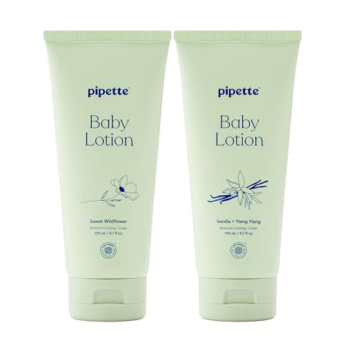 Pipette Baby Lotion Scented Discovery Duo, Pack of 2, Includes Sweet Wildflower and Vanilla + Ylang Ylang Scents, Baby Lotion for Newborn, Sensitive Skin, and Kids, Non-Toxic and Hypoallergenic