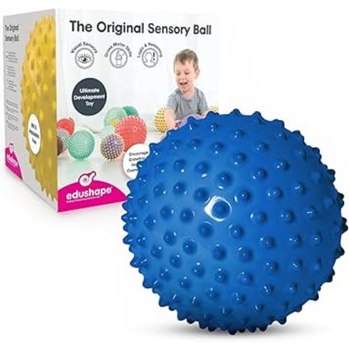 Edushape Sensory Ball for Baby - 7” Solid Primary Color Baby Ball That Helps Enhance Gross Motor Skills for Kids Aged 6 Months & Up - Pack of 1 Vibrant Colorful and Unique Textured Ball for Baby