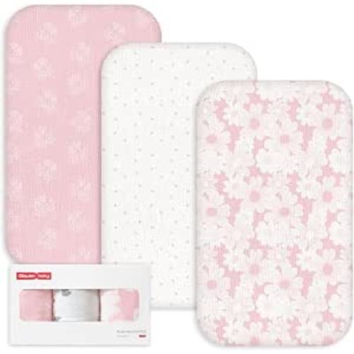 Gllquen Baby 3-Pack Muslin Cotton Bassinet Sheets, 33"x20" Bedside Sleeper