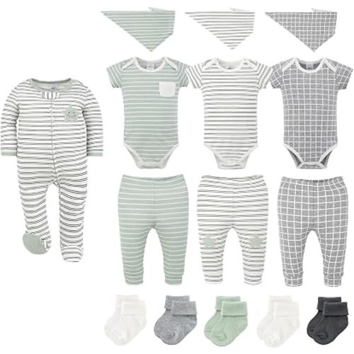 The Peanutshell 15pc Baby Clothes Set - Newborn, 3-6, 6-9 - Easy Basics