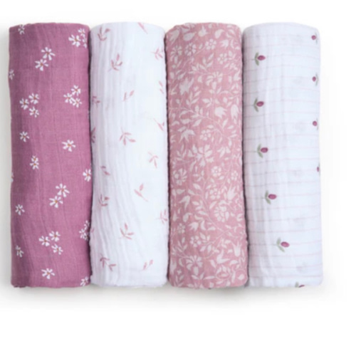 aden + anais heritage floral organic cotton muslin swaddles 4 pack