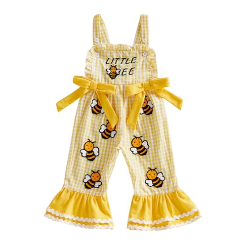 Adobabirl Toddler Baby Girl Overalls Santa Embroidery Sleeveless Strap Bell Bottom Romper Jumpsuit Flare Pants Cute Clothes
