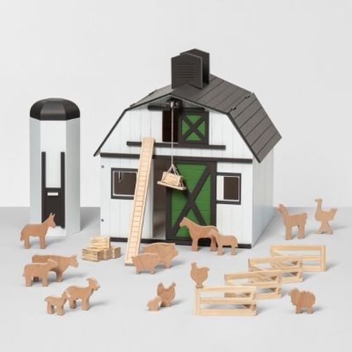 Toy Barn With Animal Figurines - Hearth & Hand™ With Magnolia: Wooden Farm Playset, Classic Style, Gender Neutral