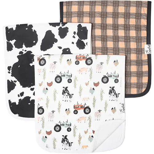 Copper Pearl Premium Baby Burp Cloths - 3-Pack Large Cotton Burp Cloths, Extra Soft Spit Up Rags with 3 Absorbent Layers, Perfect for Baby Boy and Baby Girl Gifts (21" x 10" Size, Jo Set)