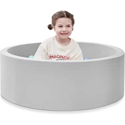 SHJADE Foam Ball Pit, 35.4"x 11.8" Ball Pits for Toddlers-Grey | Soft Memory Sponge Round Playpen Ball Pool for Kids, Ideal Gift for Babies, Indoor and Outdoor Game, Balls not Included