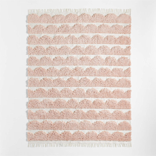 Hi/Low Scallop Elegant Pink Flatweave Area Rug