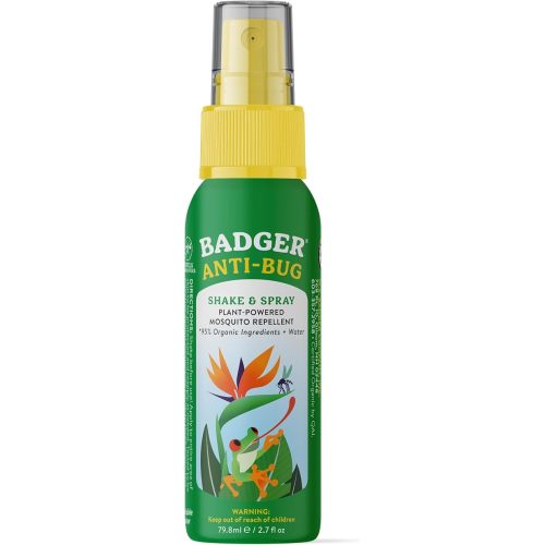 Badger Bug Spray Travel Size, Family Friendly All Natural Mosquito Repellent w/Organic Essential Oils, Smells Great, 3 Hours Effective, Deet-Free, Vegan, Travel Insect Repellent, 2.7 fl oz