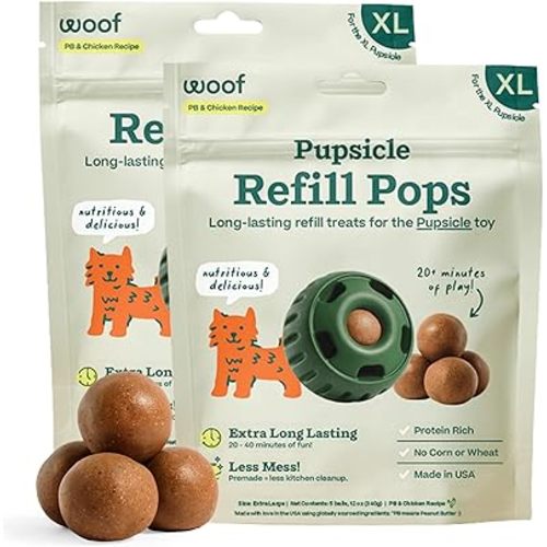 WOOF Pupsicle Refill Pops, Delicious Long Lasting Dog Treats, Pre-Made Pupsicle Refills for Dogs, Wholesome Ingredients, Low-Mess Chicken Pet Treats - XL Pops - 5 Count - 2 Pack