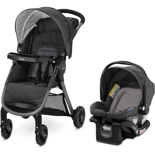 Graco FastAction SE Travel System | Includes Quick Folding Stroller and SnugRide 35 Lite Infant Car Seat, Redmond
