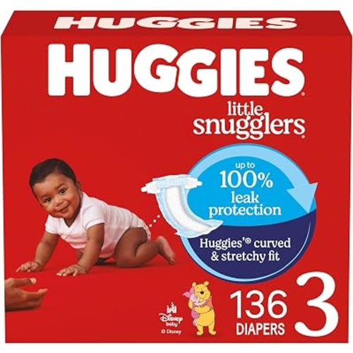 HUGGIES Little Snugglers Diapers, Size 3, 16-28 Lb, 136 Count