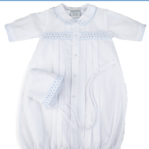 Boys Dot Embroidered Take Me Home Gown with Hat I Feltman Brothers