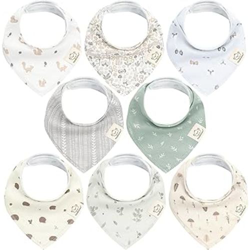8-Pack Organic Baby Bandana Bibs for Girls - Super Absorbent Triangle Baby Bibs for Drooling and Teething Infant, 100% Cotton Extra Soft for Newborn, Infant 0-36 Months (Prairie)