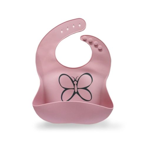 Plum Silicone Catcher Bib Butterfly Dusty Berry