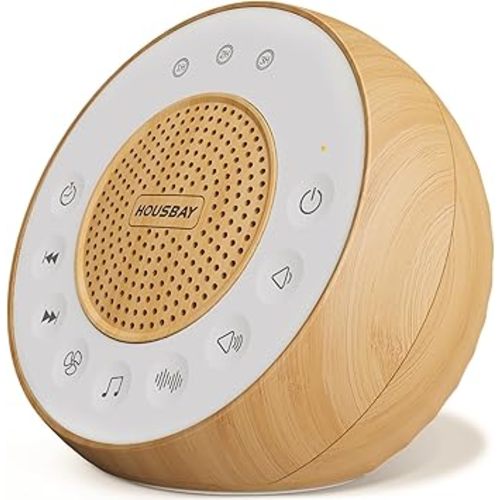 Housbay White Noise Sound Machine for Sleeping, 31 Soothing Sounds, Small Sleep Machine for Adults, Wood Grain Design for Bedroom & Noise Canceling