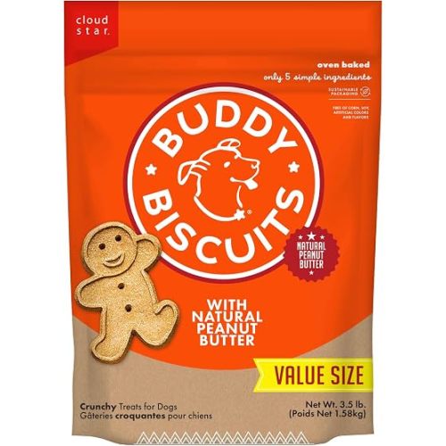 Buddy Biscuits Crunchy Dog Treats, Peanut Butter, 3.5 lbs. Bag